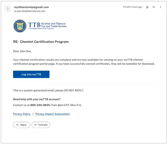 Login to myTTB