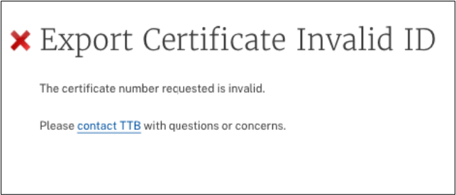 Export certificate invalid