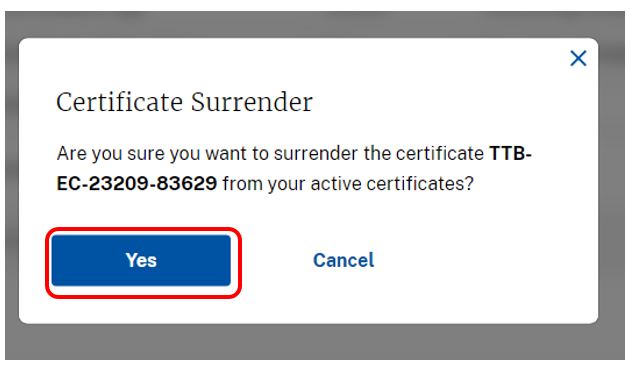 Confirm surrender dialog