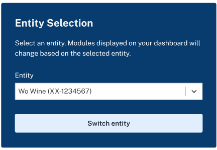 Entity selection menu in myTTB