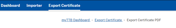 Export Certificate PDF page