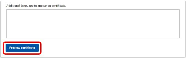 Preview certificate button