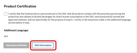 Product Certification checkbox