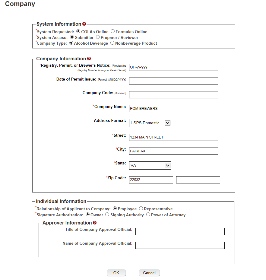 Add Company modal window