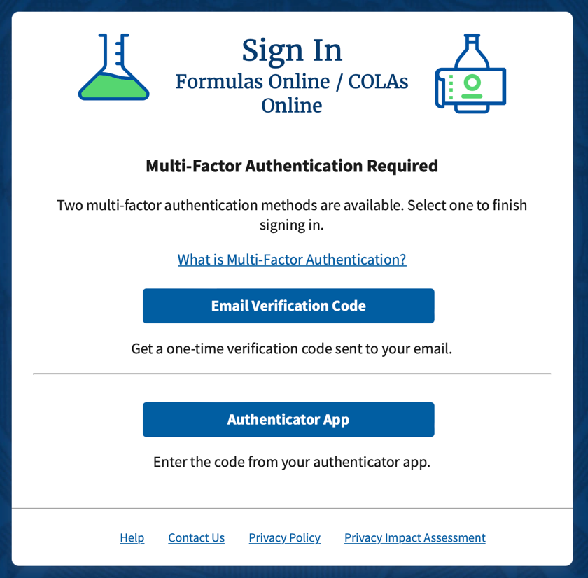 Email Verification Code and Authenticator App multi-factor authentication options