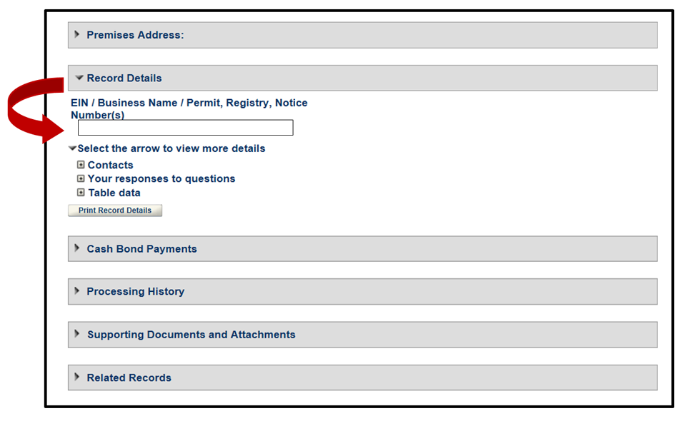 Record Details and Supporting Documents sections