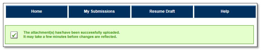 Permits Online screenshot 21: A message will display once the document(s) have successfully uploaded.