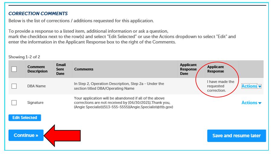 Permits Online screenshot 7: Click the ‘Continue’ button.