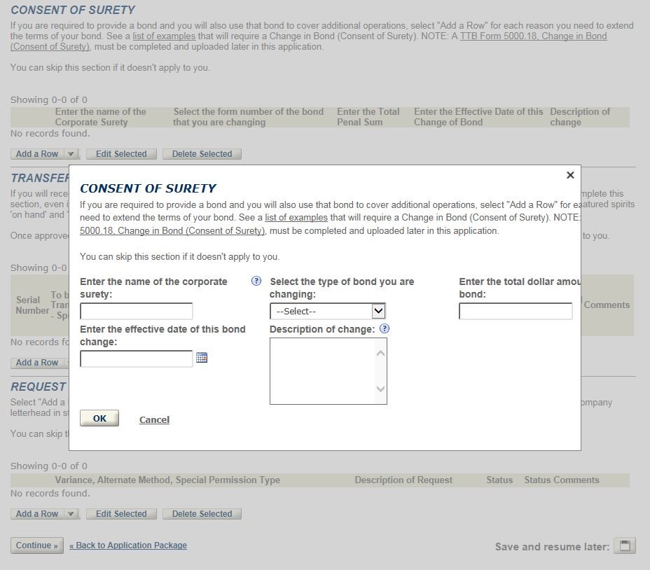 Permits Online screenshot 12: Step 1: Select amendment