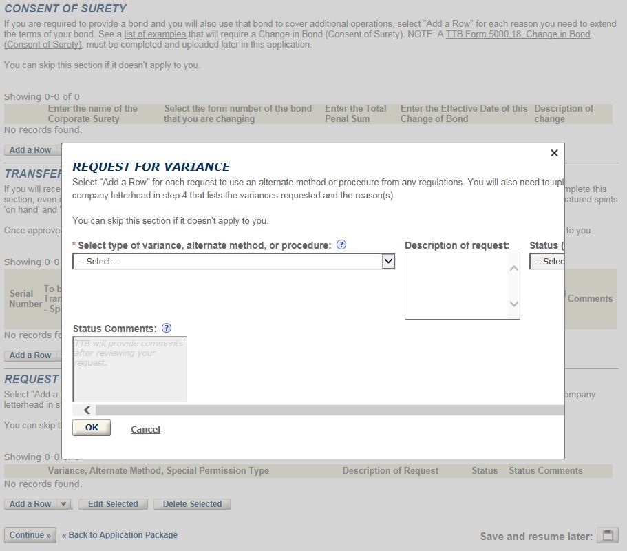 Permits Online screenshot 14: Step 1: Select amendment