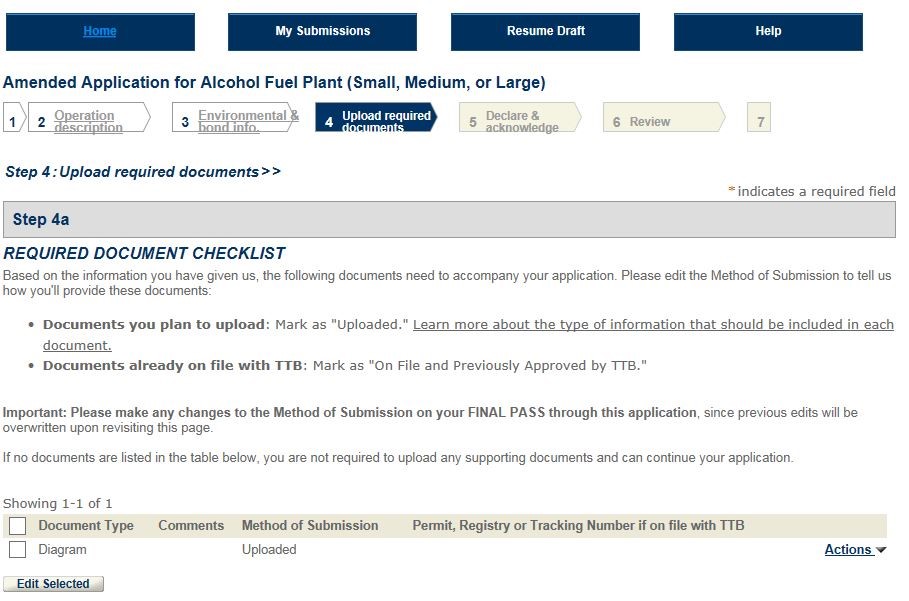 Permits Online screenshot 15: Step 1: Select amendment