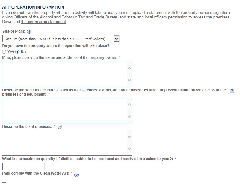 Permits Online screenshot 2: Step 2: Operation description