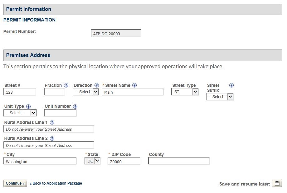 Permits Online screenshot 3: Step 1: Select amendment
