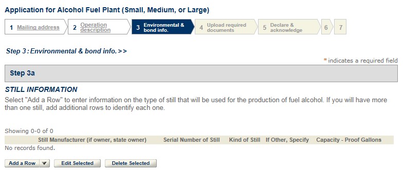 Permits Online screenshot 4: Step 3: Environmental & bond info.