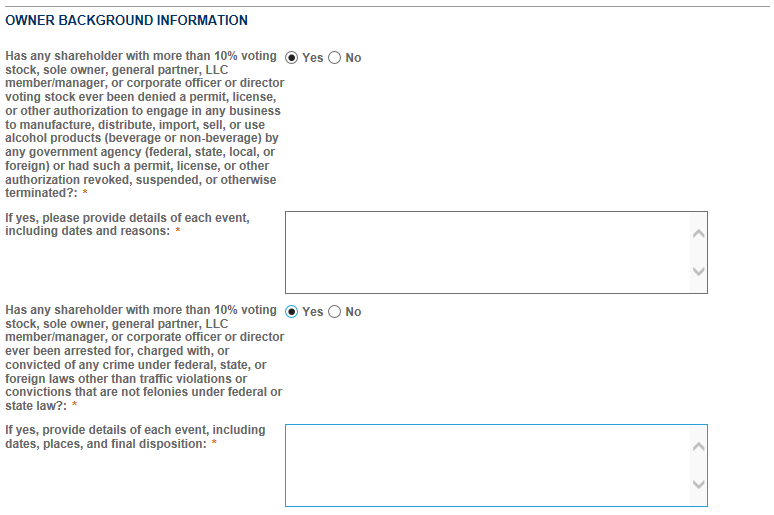 Permits Online screenshot 2: Step 2: Operation description