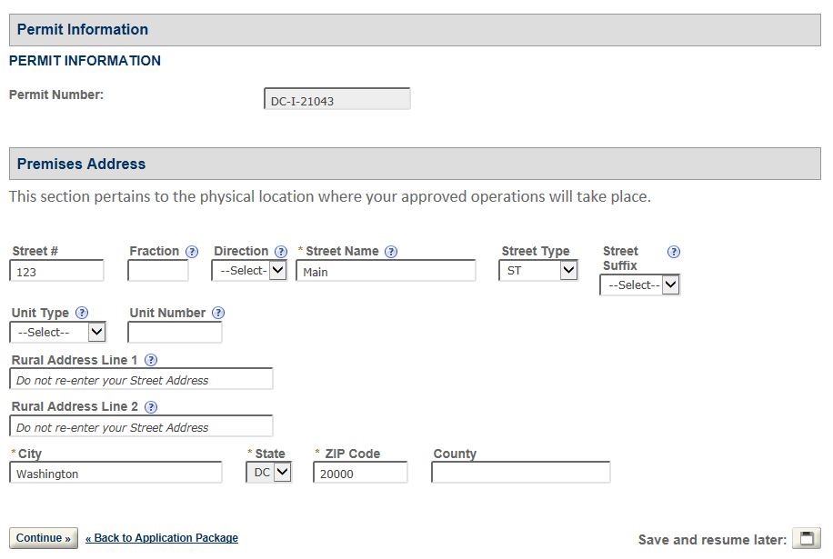 Permits Online screenshot 3: Step 1: Select amendment