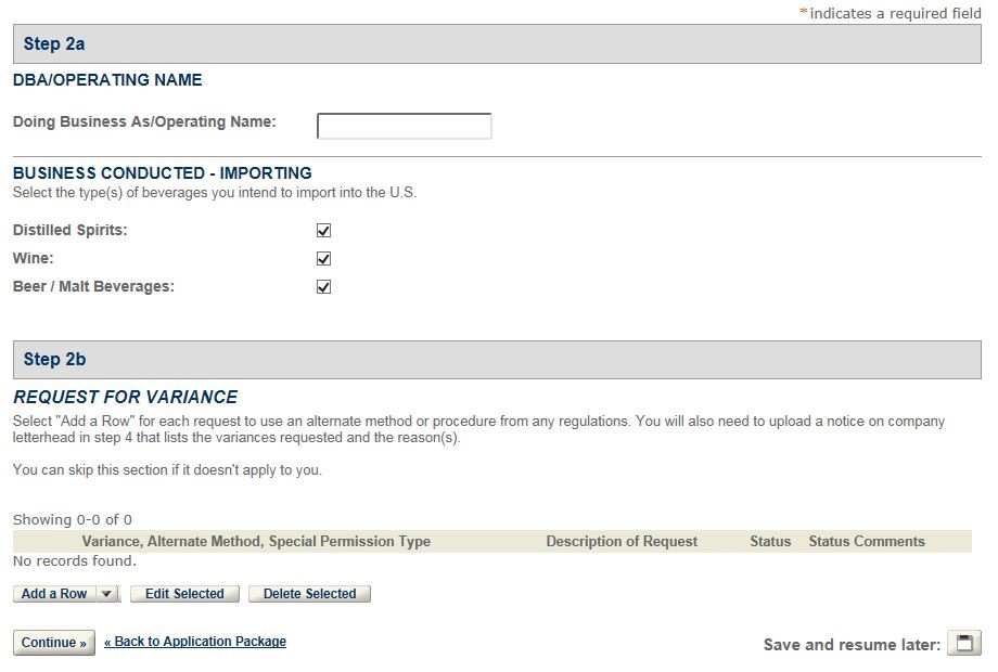 Permits Online screenshot 5: Step 1: Select amendment
