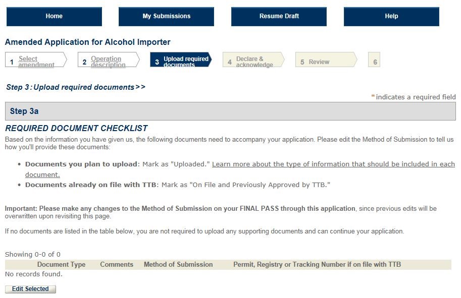 Permits Online screenshot 7: Step 1: Select amendment