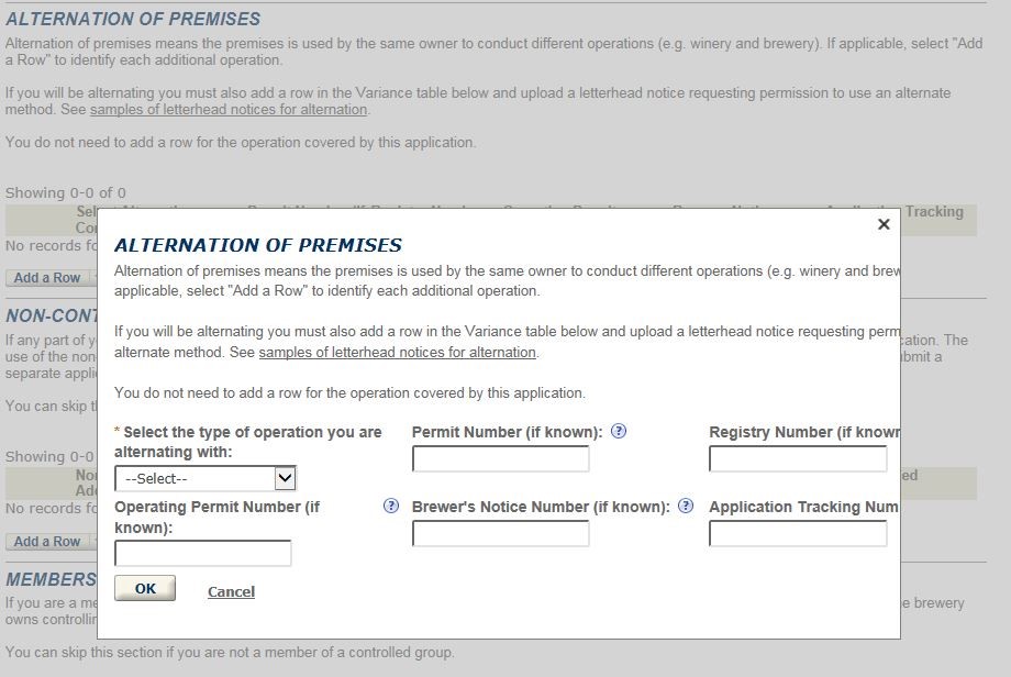 Permits Online screenshot 13: Step 1: Select amendment