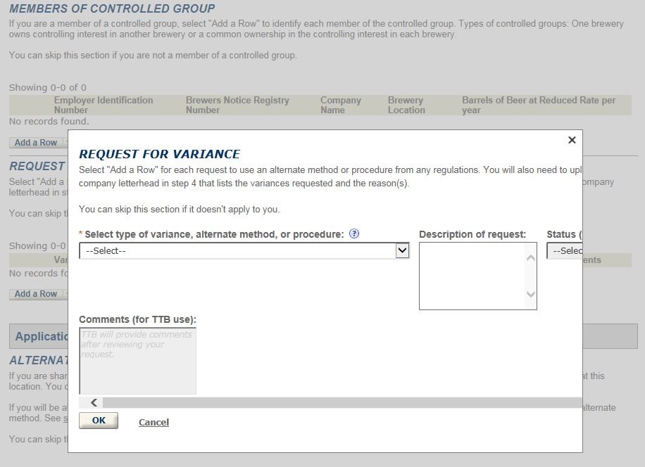 Permits Online screenshot 17: Step 1: Select amendment
