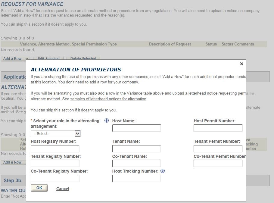 Permits Online screenshot 18: Step 1: Select amendment