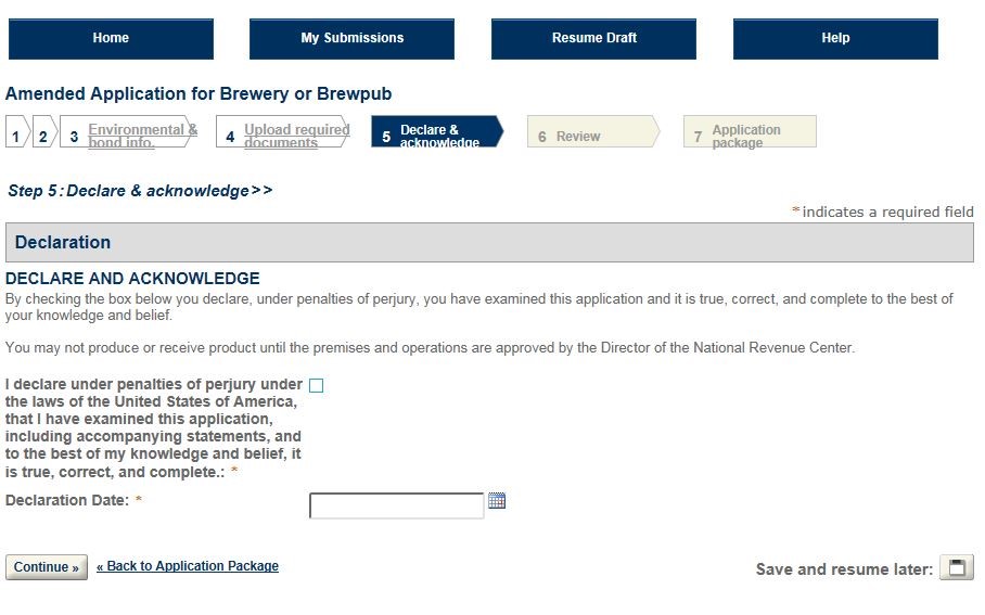 Permits Online screenshot 22: Step 1: Select amendment