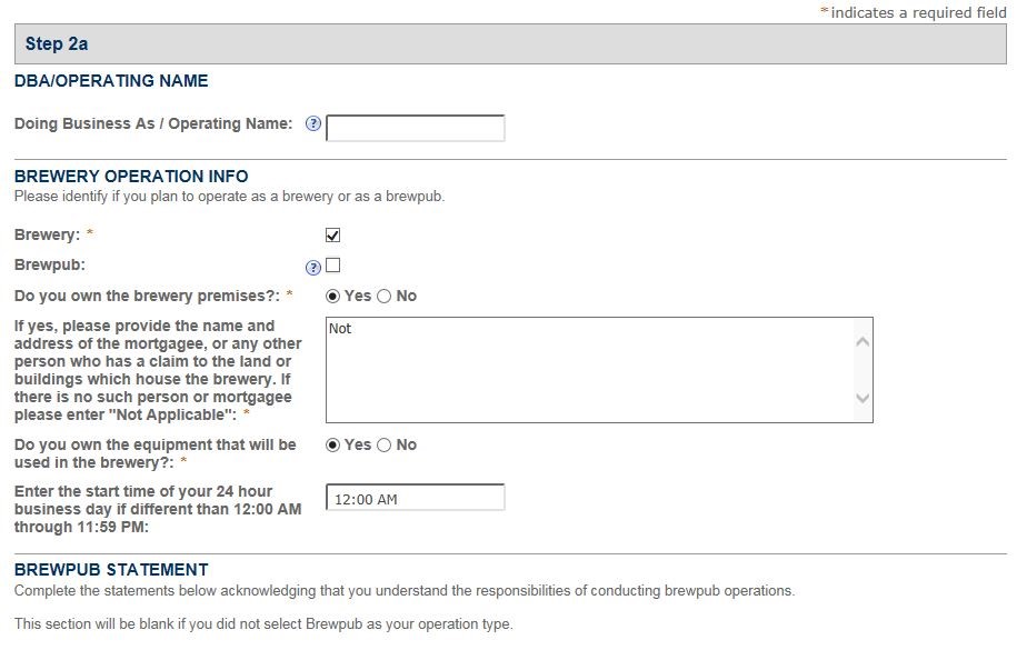 Permits Online screenshot 5: Step 1: Select amendment