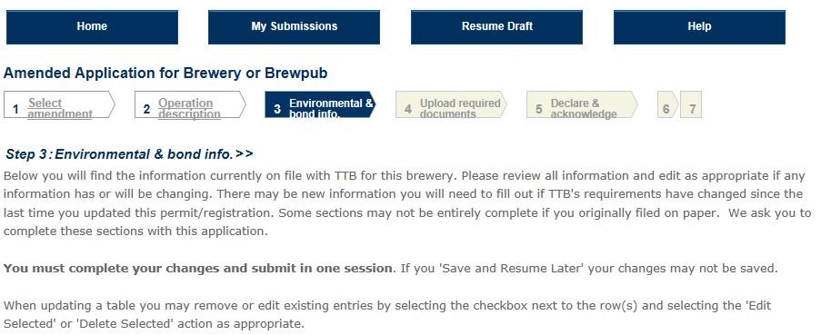 Permits Online screenshot 8: Step 1: Select amendment