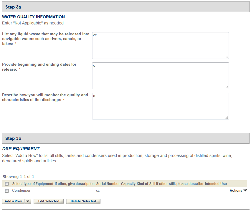 Permits Online screenshot 13: Step 3: Environmental & bond info.
