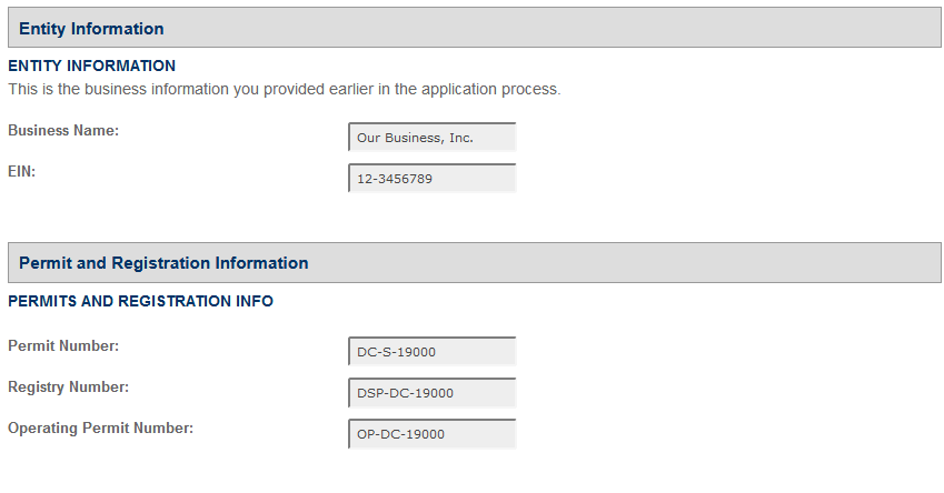 Permits Online screenshot 3: Step 1: Select amendment