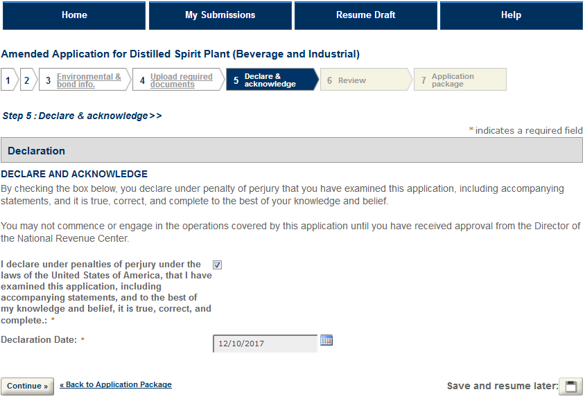 Permits Online screenshot 31: Step 5: Declare & acknowledge