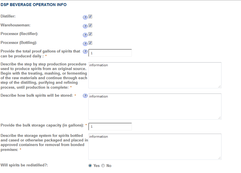 Permits Online screenshot 6: Step 2: Operation description