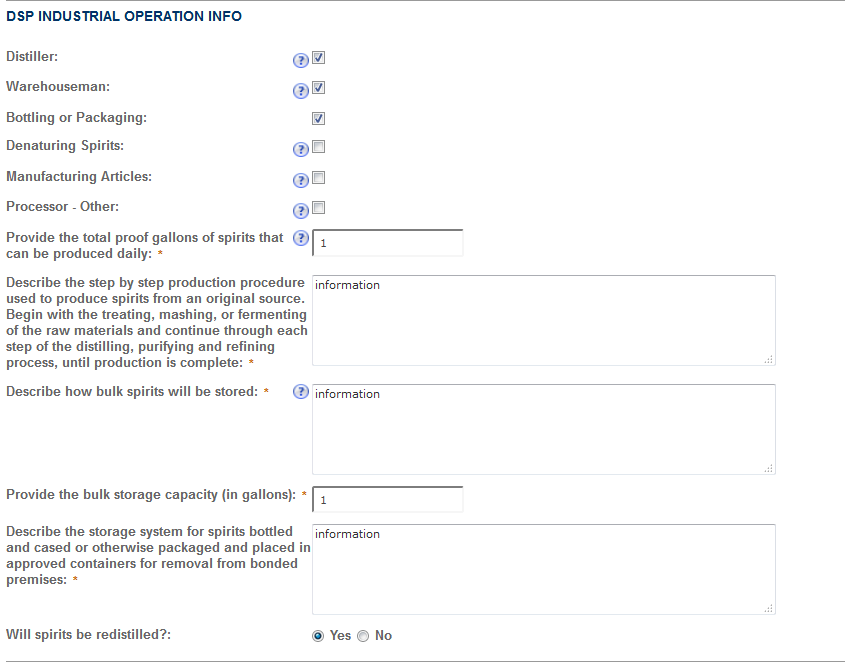 Permits Online screenshot 7: Step 2: Operation description