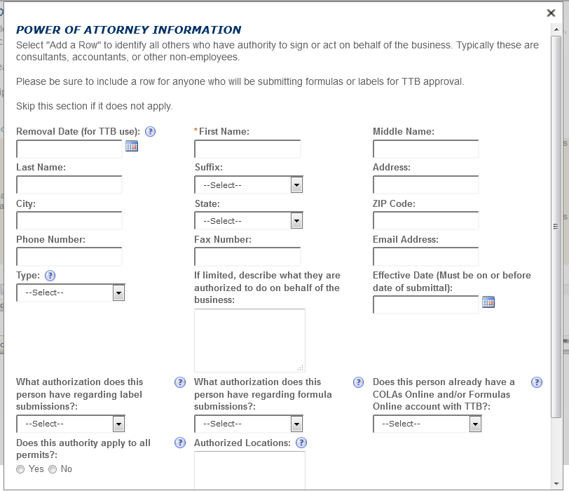 Permits Online screenshot 11: Step 2: Key personnel & trade names