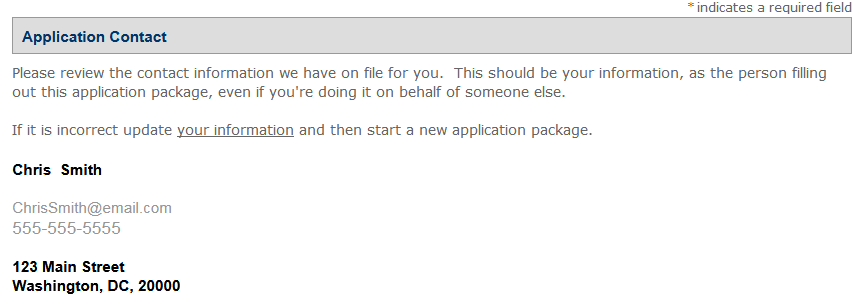 Permits Online screenshot 2: Step 1: Select amendment