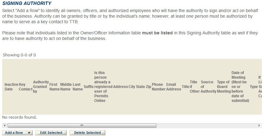 Permits Online screenshot 8: Step 2: Key personnel & trade names