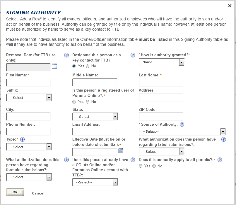 Permits Online screenshot 9: Step 2: Key personnel & trade names