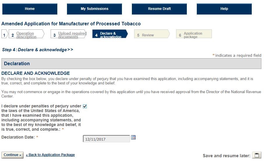 Permits Online screenshot 12: Step 4: Declare & acknowledge