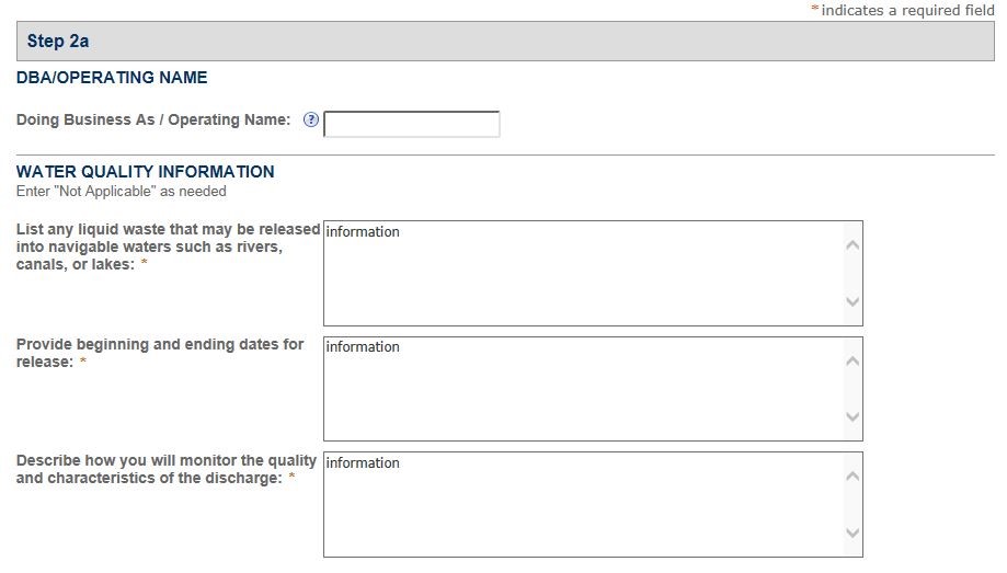 Permits Online screenshot 5: Step 2: Operation description