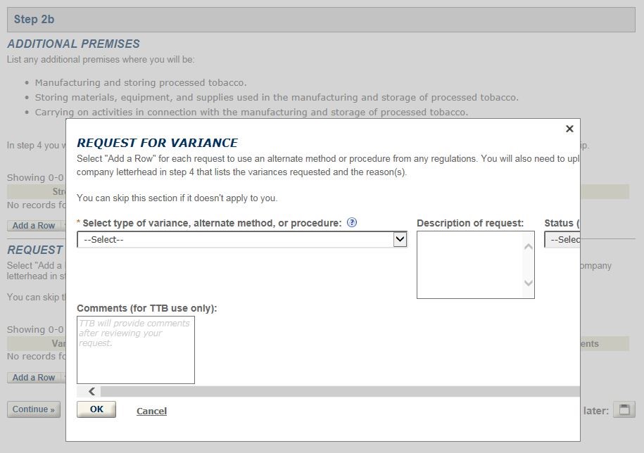 Permits Online screenshot 9: Step 2: Operation description
