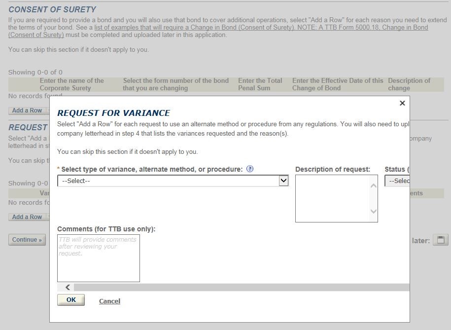 Permits Online screenshot 14: Step 3: Environmental & Bond info.