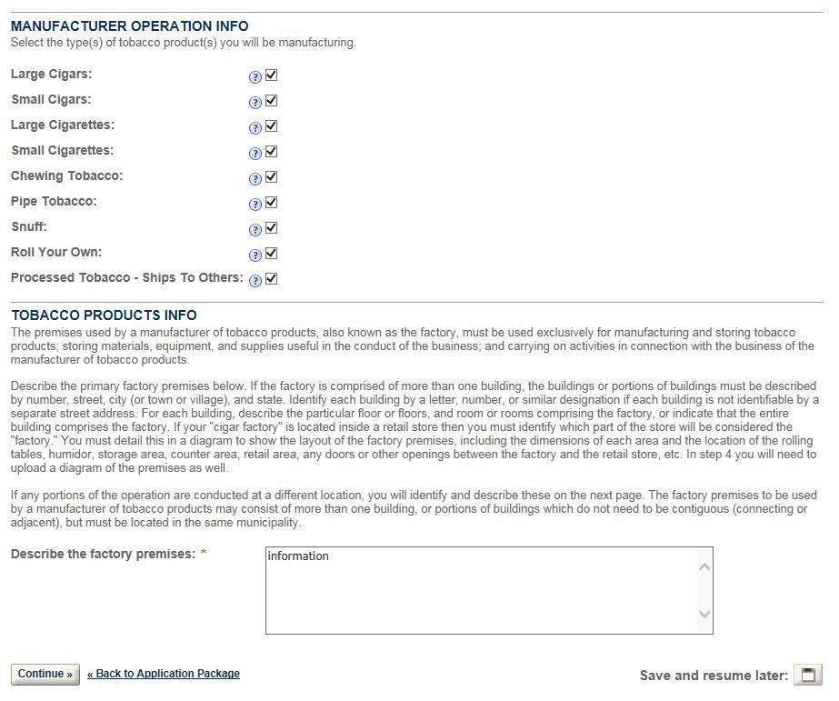Permits Online screenshot 7: Step 2: Operation description