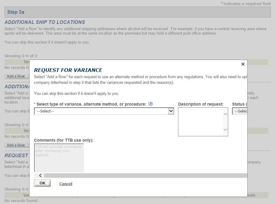 Permits Online screenshot 11: Step 1: Select amendment