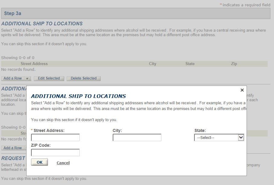 Permits Online screenshot 9: Step 1: Select amendment