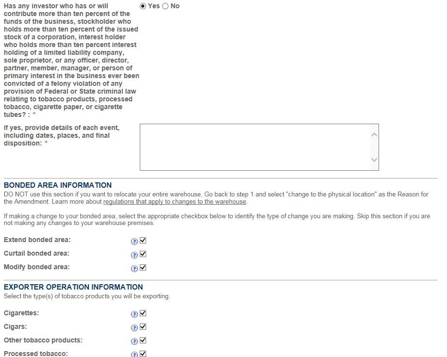 Permits Online screenshot 6: Step 2: Operation description