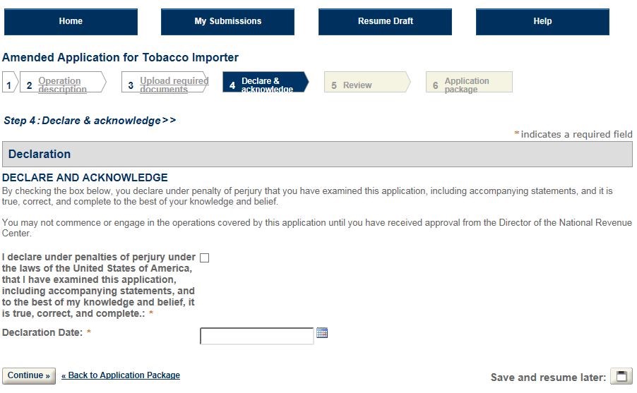 Permits Online screenshot 10: Step 4: Declare & acknowledge