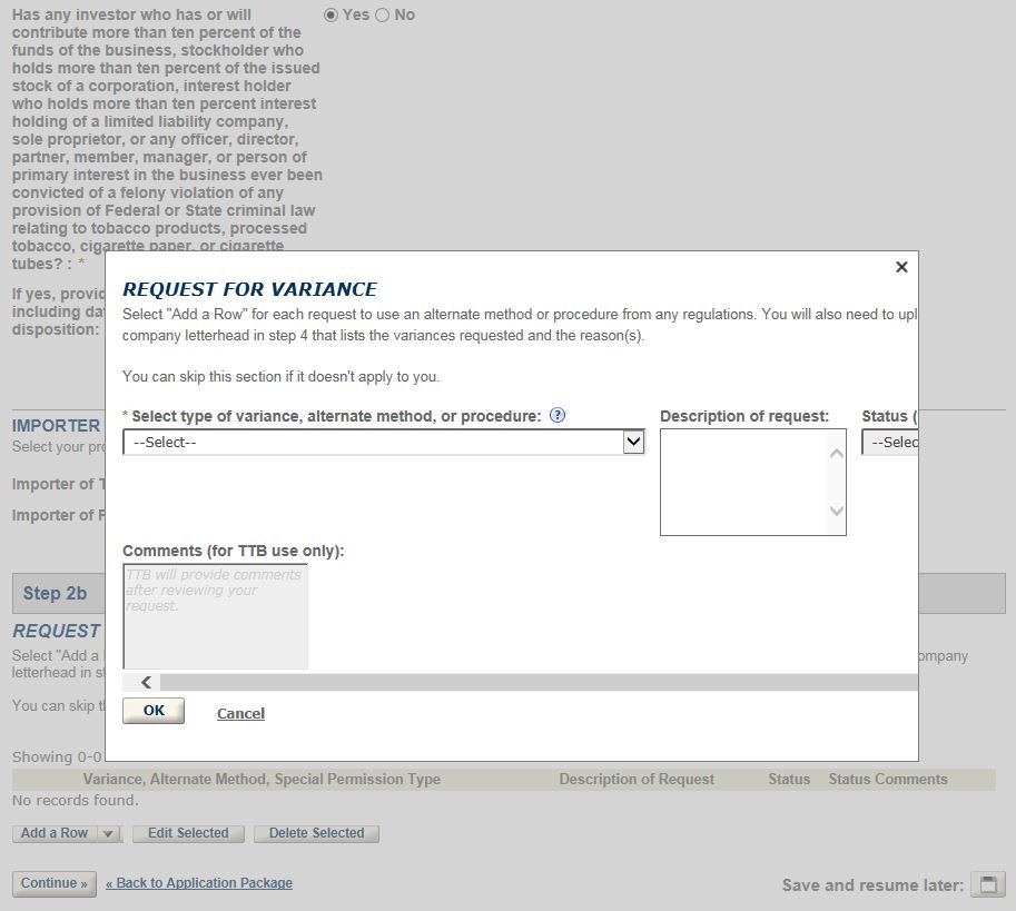 Permits Online screenshot 7: Step 2: Operation description