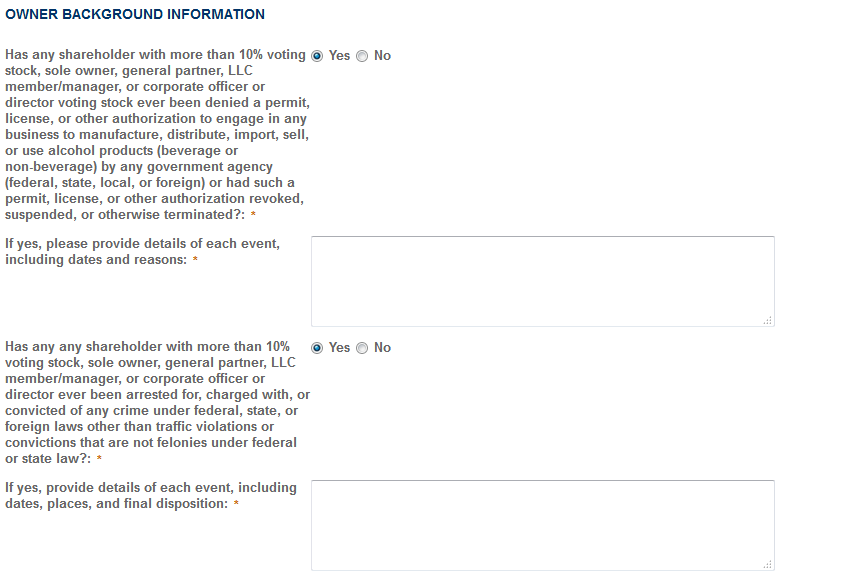 Permits Online screenshot 6: Step 2: Operation description