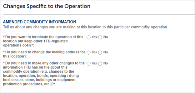 Permits Online screenshot 3: Answer some questions about the changes you need to make.