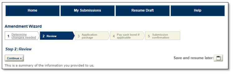Permits Online screenshot 6: Review the answers you provided ; however, since you can't go back and edit your answers at this point, you will need to…